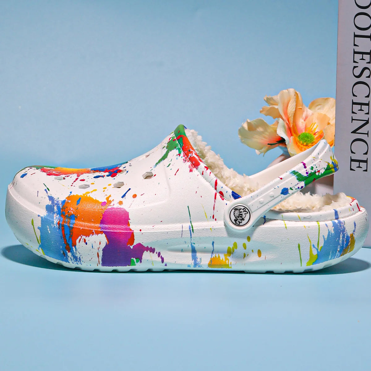 Women's winter warm clogs, fashionable and casual style, can be worn indoors or outdoors