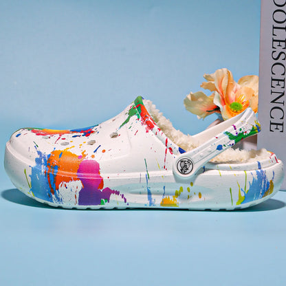 Women's winter warm clogs, fashionable and casual style, can be worn indoors or outdoors