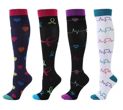 4 Pairs of Compression Socks Men Women Medical Varicose Veins Nursing Socks For Outdoor Running Pregnant Sports Socks