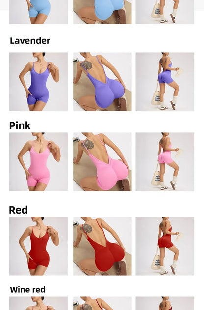 Women's Solid Color Cross Back Yoga Everyday Fitness Romper Shorts Workout Clothes Women Women Clothing Athletic Women