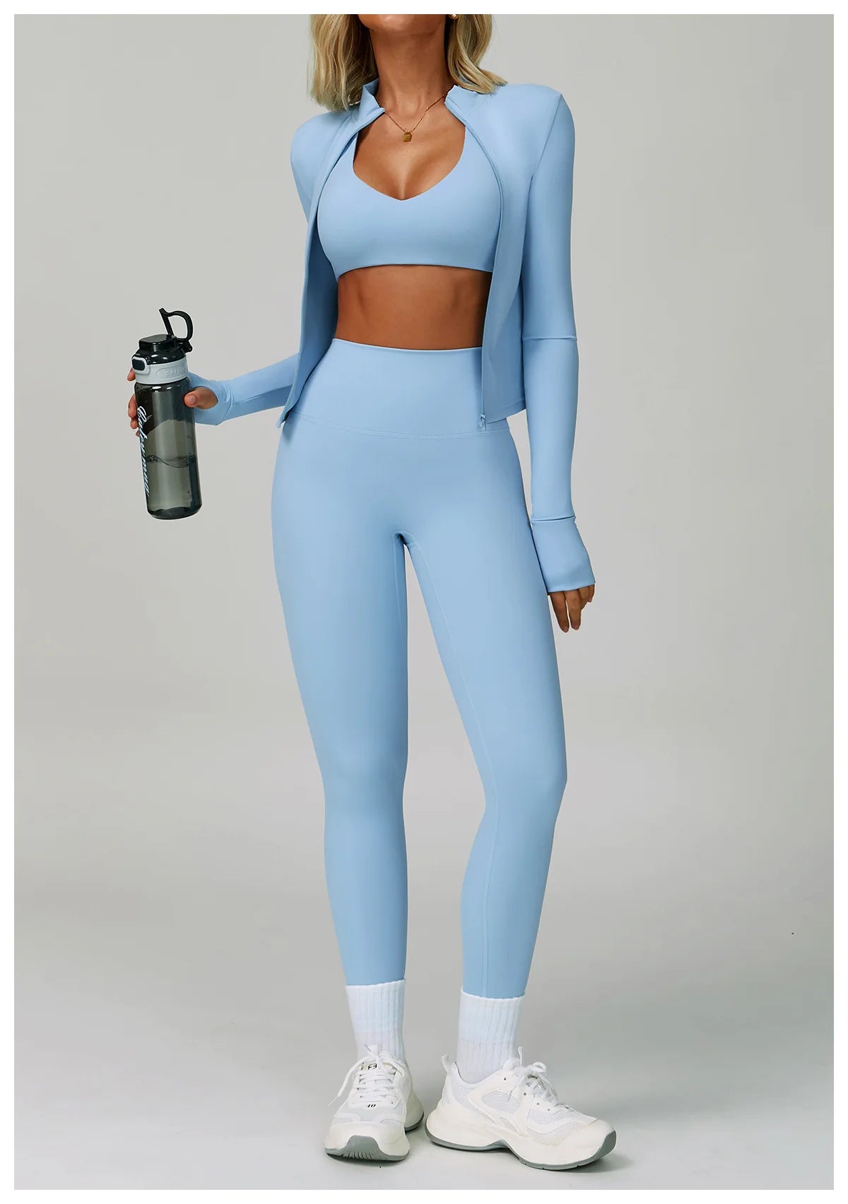 3PCS Yoga Sets Workout Set Women 2 Pieces Gym Suits High Waist Leggings Sport Bra Outfits Long Sleeve Fitness Running Sportswear