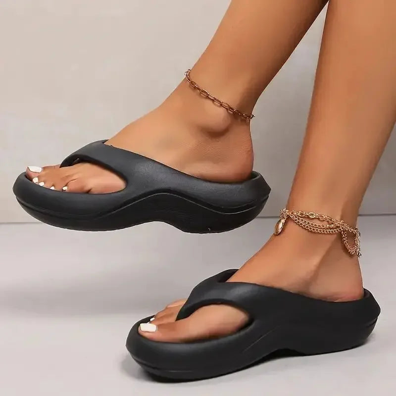 Thick Platform Eva Flip Flops For Women 2024 Summer Clip Toe Non Slip Beach Sandals Woman Comfortable Soft Sole Cloud Slippers