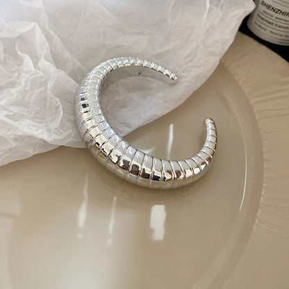 Punk Silver Color Acrylic Cuff Bracelet for Women Men Geometric Round Wide Bracelets Bangles Party Hand Accessories Gifts F