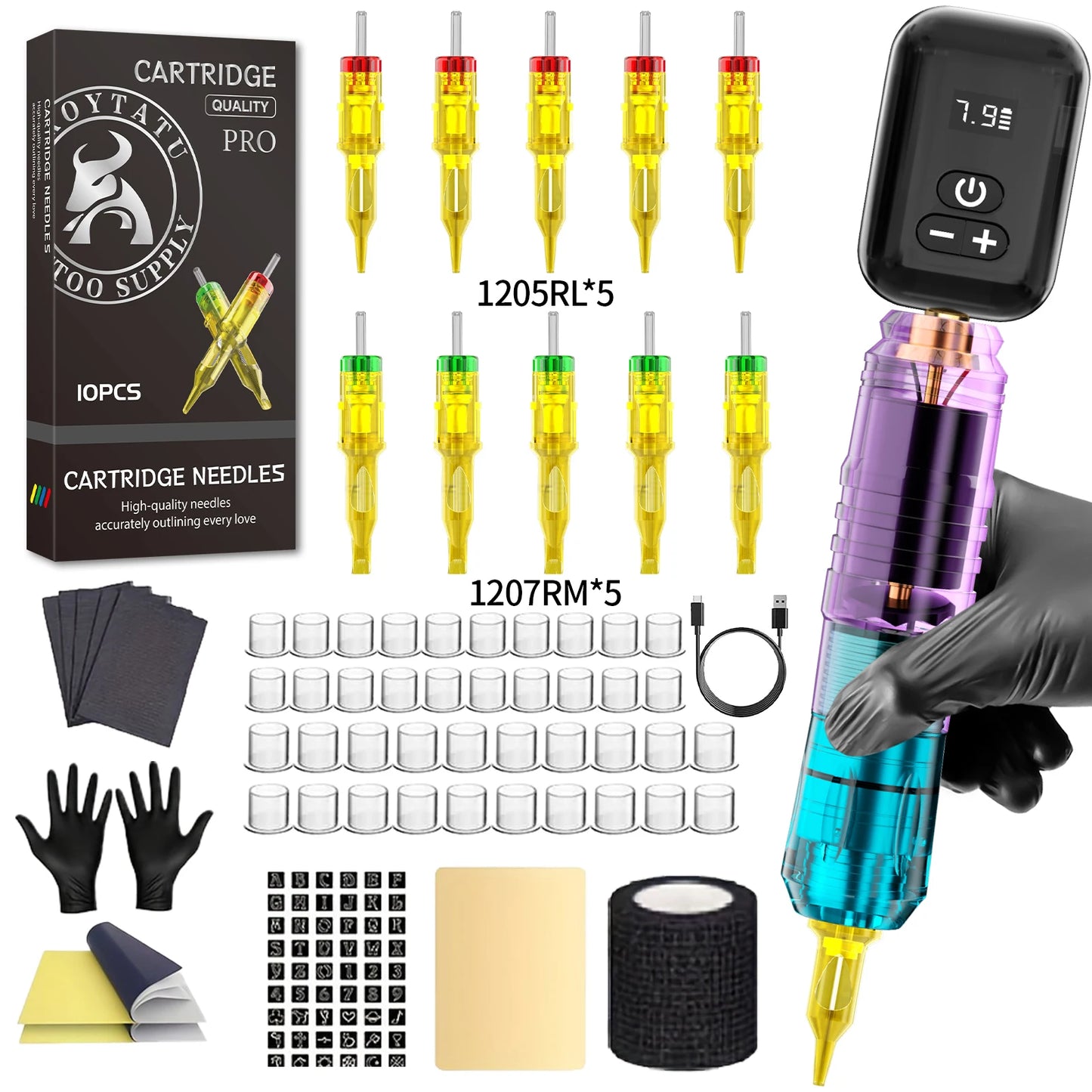 TRO Tattoo Kit Lightweight  Tattoo Pen Kit For Permanent Makeup Tattoo Machine Kit Wireless Tattoo Power Supply Tattoo Kit
