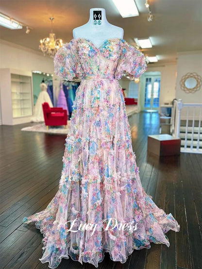 Lucy Prom Dress Floral Mesh Graduation Gown Party Luxury Dresses evening dress woman party dresses Womens dresses Customized