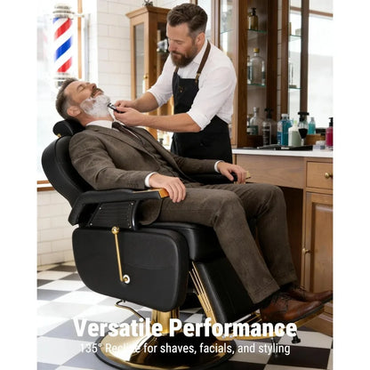 Salon Chair for Hair Stylist, 440 Lbs Heavy Duty Reclining Barber Chair with High-Density Foam Cushioning, Customized