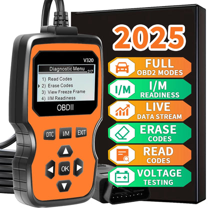 Obd2 Diagnostic Scanner Tool - Engine Fault Code Reader for All Cars since 1996, with Real-Time Data Stream, Battery Test, and Code Erasure