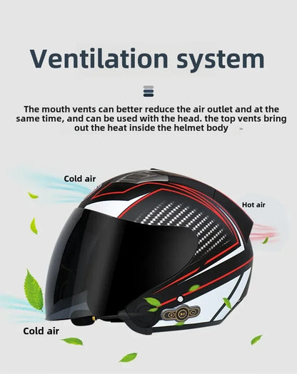 HOT DOT Approved Open Face 3/4 Motorcycle Helmet with Build-In Bluetooth Headset Earphone and Detachable Liner for honda