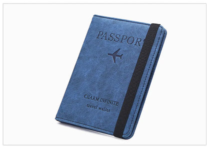 Women Men Travel Passport Holder Cover Case RFID PU Leather Credit ID Card Holder Case Ticket Protective Wallet