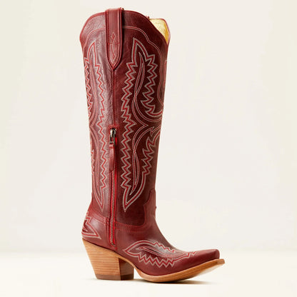 Women Western Cowboy Style Boots Pointed Thick High Heels Knee Length Embroidered Boot Autumn Block Heel Retro Casual Shoes