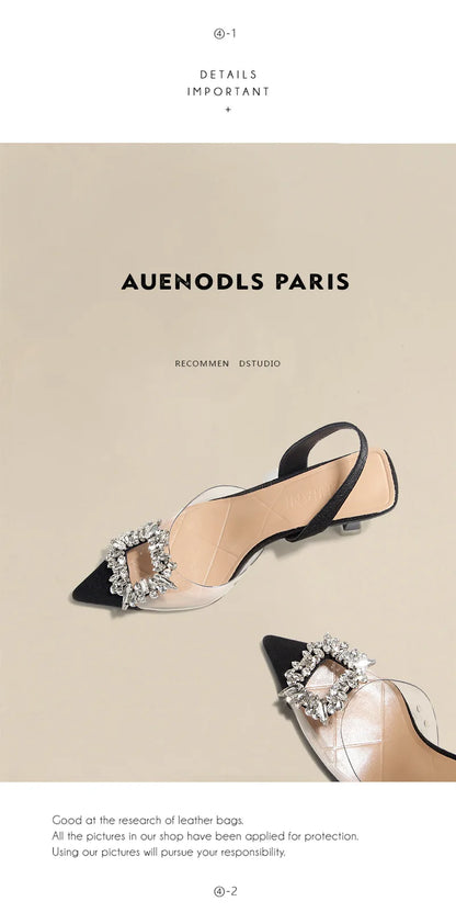 Summer Women High Heels Shoes Luxury Crystal Women Sandals Designer Pointed Toe Pumps Transparent Sexy Women sandalias de mujer