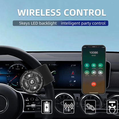 AD 5 Key Wireless Remote Controller Button Helmet Earphone Motorcycle Bike Handlebar Car Steering Wheel Control Media