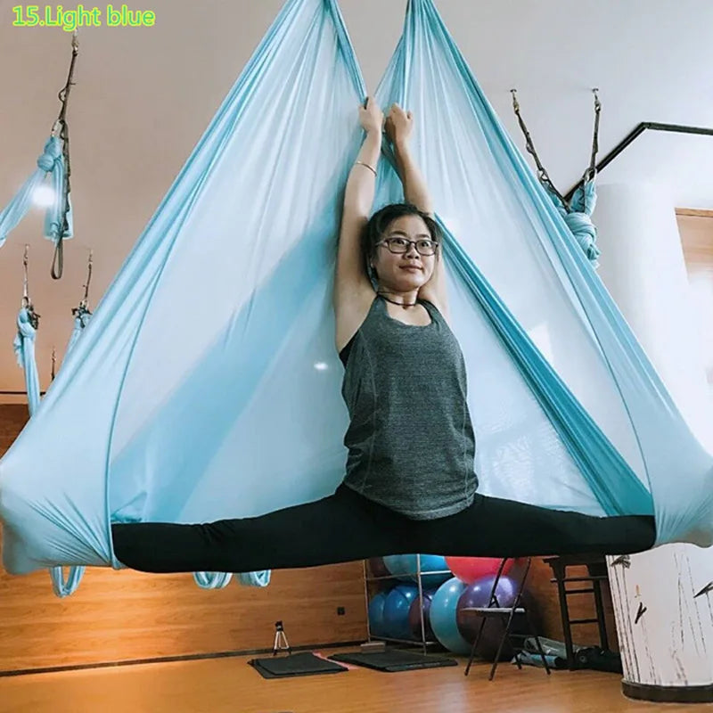 12m Aerial Silks Flying Trapeze Aerial Silk Yoga Hammock Swing GYM Home Outdoor Fitness Anti-Gravity Body Building Pilates Belt
