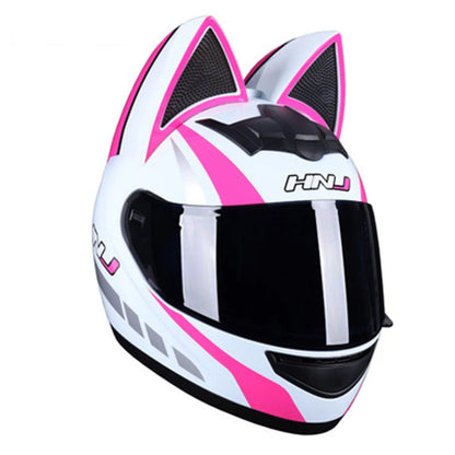 Capacete Casque Moto Motorcycle Full Face Helmet Women Moto Ear Helmets Personality Motorbike Helmet Cat Ear Helmet Motocross
