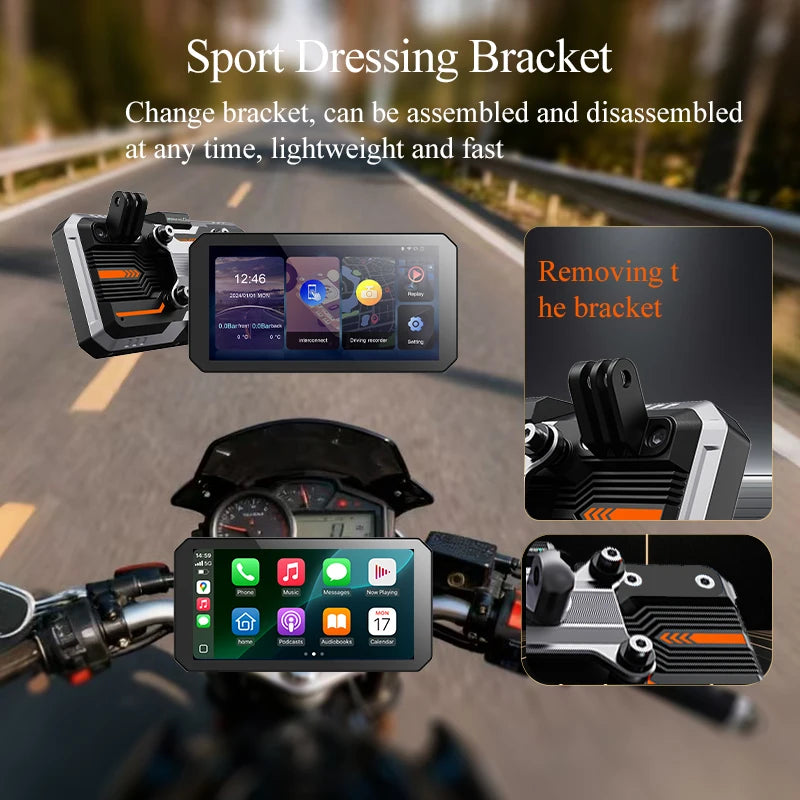 Gallop Sprite 6 inch Motorcycle GPS Navigation Wireless CarPlay Android Auto DVR Drive Recorder Portable Moto Monitor IPX7