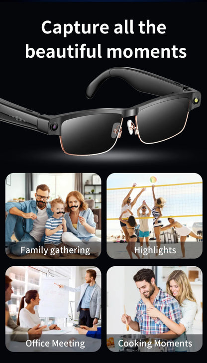 2026 Smart Glasses 800W HD Camera Anti Shake Video Recording Music AI Object Recognition WIFI Transmission BT Call Smart Glasses