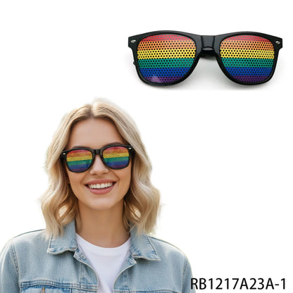 PESENAR Pride Month LGBTQ+ Rainbow Perforated glasses - Vibrant Pride Statement Eyewear for Celebration