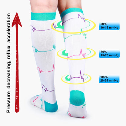 2Pairs New Cat Compression Socks Knee High 20-30 Mmhg Fit Medical Edema Diabetes Varicose Veins Running Compression Sports Socks