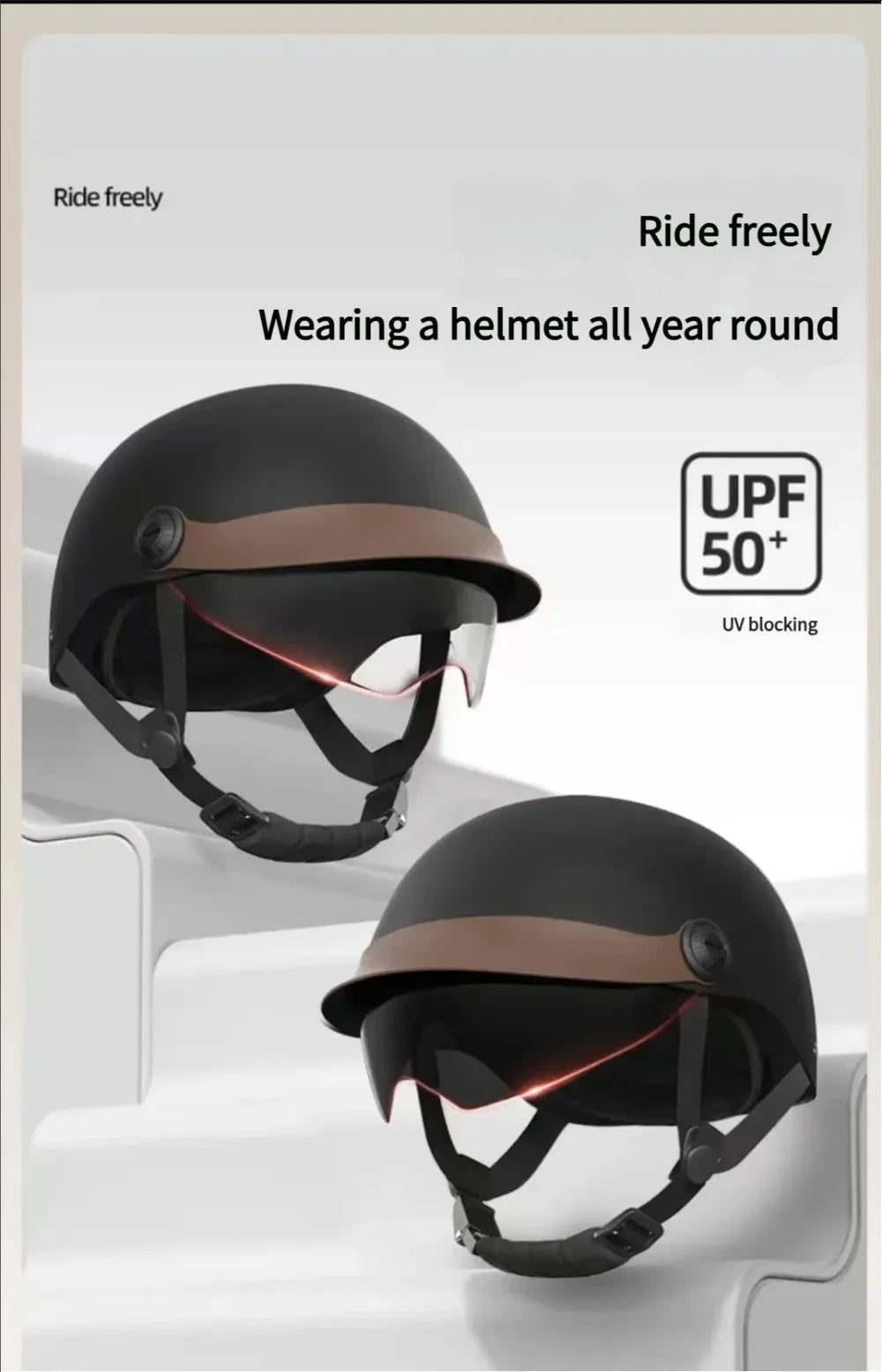 Vintage Ultra Light Electric Bicycle Helmet Sunscreen Breathable Motorcycle Half Helmet Fall Prevention Safety Helmets Riding