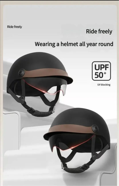 Vintage Ultra Light Electric Bicycle Helmet Sunscreen Breathable Motorcycle Half Helmet Fall Prevention Safety Helmets Riding