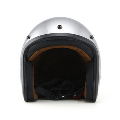 HOT Unique Silver Plating Open Face Retro Motorcycle Helmet Vintage Moto Chrome Helmet Sliver Jet Moto 3/4 Half Casco Casque