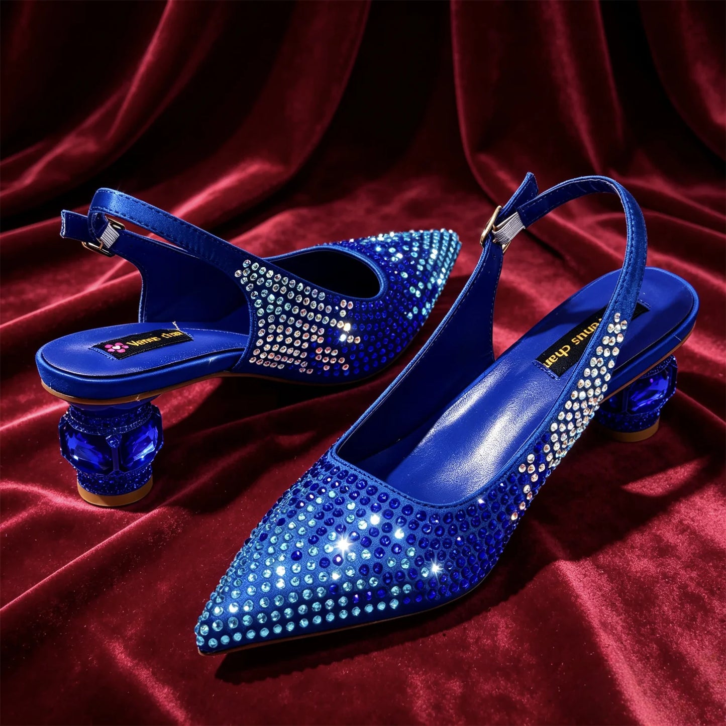 Hot Fuchsia Full Rhinestone Slingback Heels Matching Clutch Bag Set Women Luxury Crystal Pointed Shoes for Wedding Evening Party
