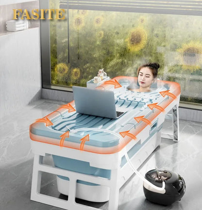 Portable Folding Bathtub for Adults hot Bath Spa Plastic Bathtubs Children Swimming pool Bucket Sauna Lid Cover House Bath Tub