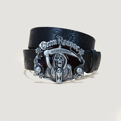 Punk Skull Plus size Leather Belt For women and men Harajuku Gothic Y2K Embossed Skeleton Hand Decoration Halloween Accessories