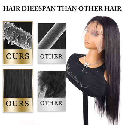 40 50 Inch 13x6 Bone Straight HD Transparent Lace Frontal Wig 250 Density Lace Front Human Hair Wigs 360 Full Lace Wig For Women