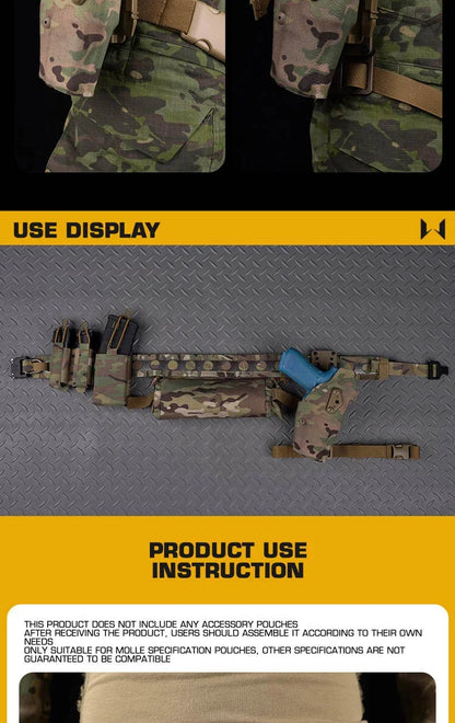 Tactical Ferro-style Bison Lightweight Belt with Quick Detach Metal D-Ring Buckle MOLLE Men's Waist Belt Hunting Pistol Airsoft