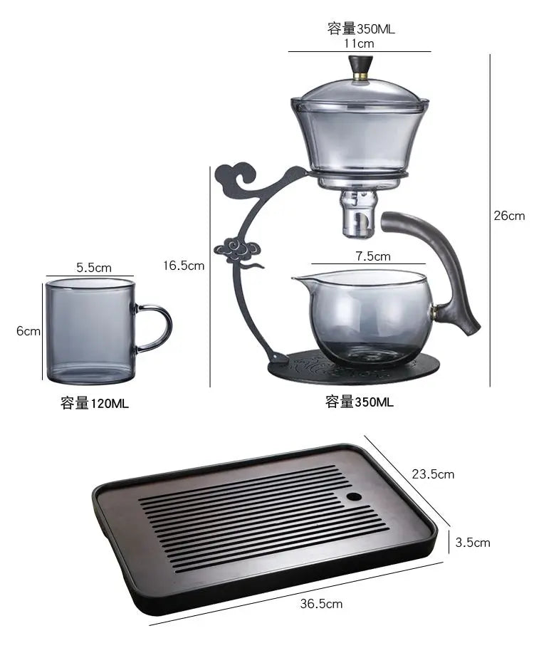 Handmade Iron Glass Tea Set Home Tea Magnet Semi-automatic Tea Machine Office Guest Set