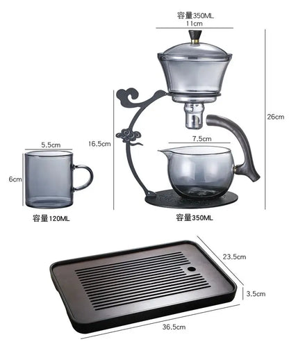 Handmade Iron Glass Tea Set Home Tea Magnet Semi-automatic Tea Machine Office Guest Set