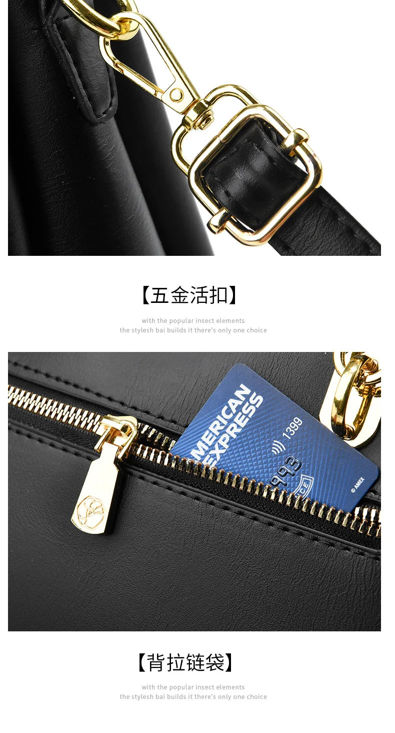 2024 New Three Color Combination Women's Handbag Large Capacity Soft Leather Shoulder Bag Fashion Elegant Women's Crossbody Bag