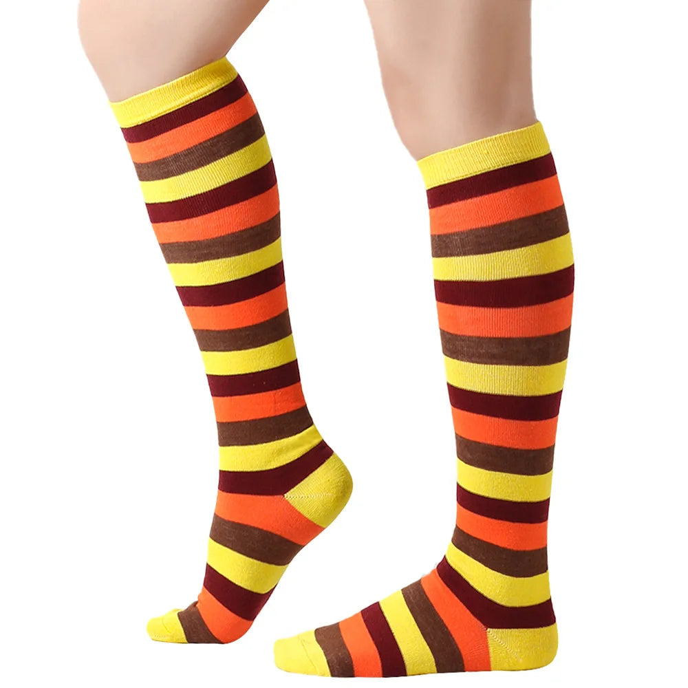 Middle Tube Sock Women Striped Knee High Ladies Japanese Harajuku College Style Cotton Summer Calf Sock Black White Female Gift