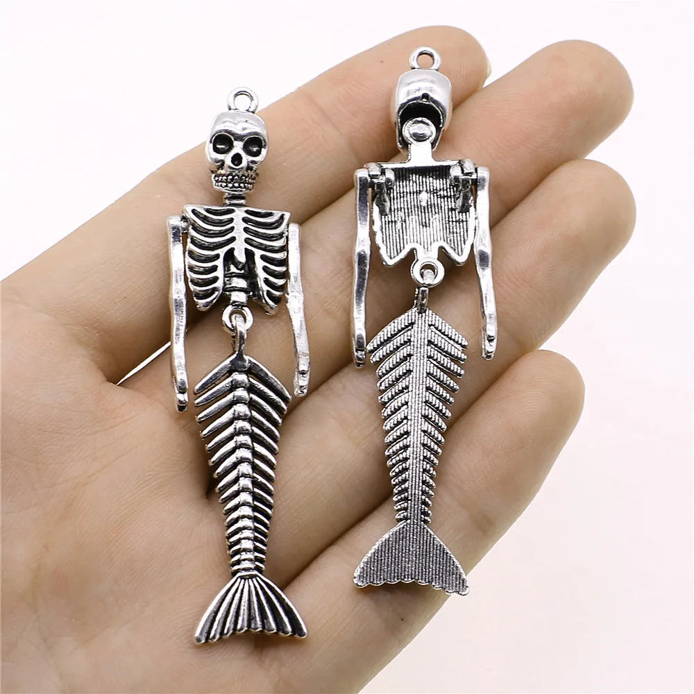 30Pcs/Bag 10 Styles Antique Silver Color Skull Skeleton Charms Pendant Diy Jewelry Accessories For Jewelry Making