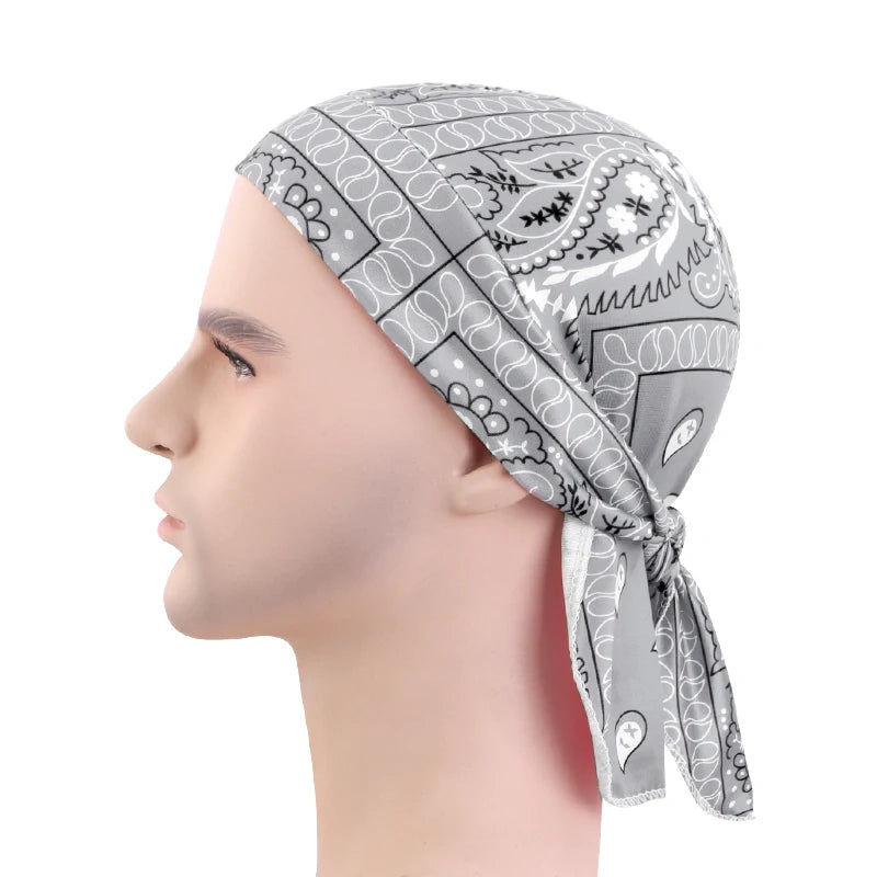 New Paisley Print Hip Hop Turban Cap Elastic Head Wraps Breathable Casual Durags Candy Color Durag Unisex Bandana Pirate Hats