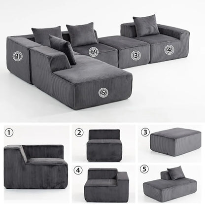 Sectional boneless Couch with L-Shape Chaise,Modern Modular sleeper Sofa with Deep Seat, Upholstered Couches for Room