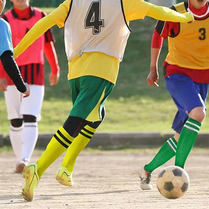 Loogdeel Kids Youth Adult Soccer Socks Stripe Knee High Softball Baseball Sports Socks Breathable Football Socks for Men Women