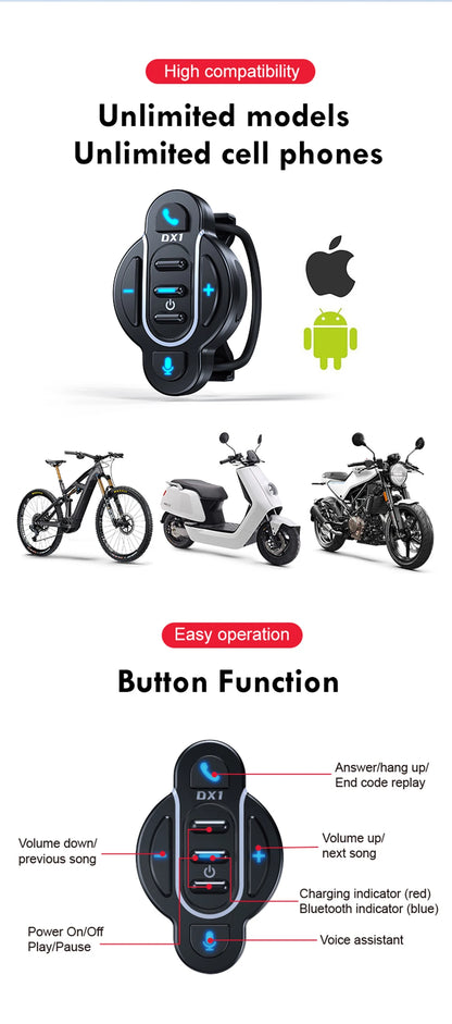 New Smart Wireless Remote Control Bluetooth 5.4 Media Controller Waterproof for Helmet Earphone Motorcycle Bike Handlebar