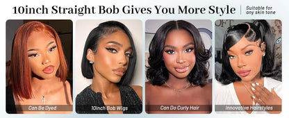 200Density Straight Short Bob 5x5 HD Lace Front Human Hair Wigs 4x4 Lace Closure Wig Brazilian Black Wig For Women Cheap On Sale