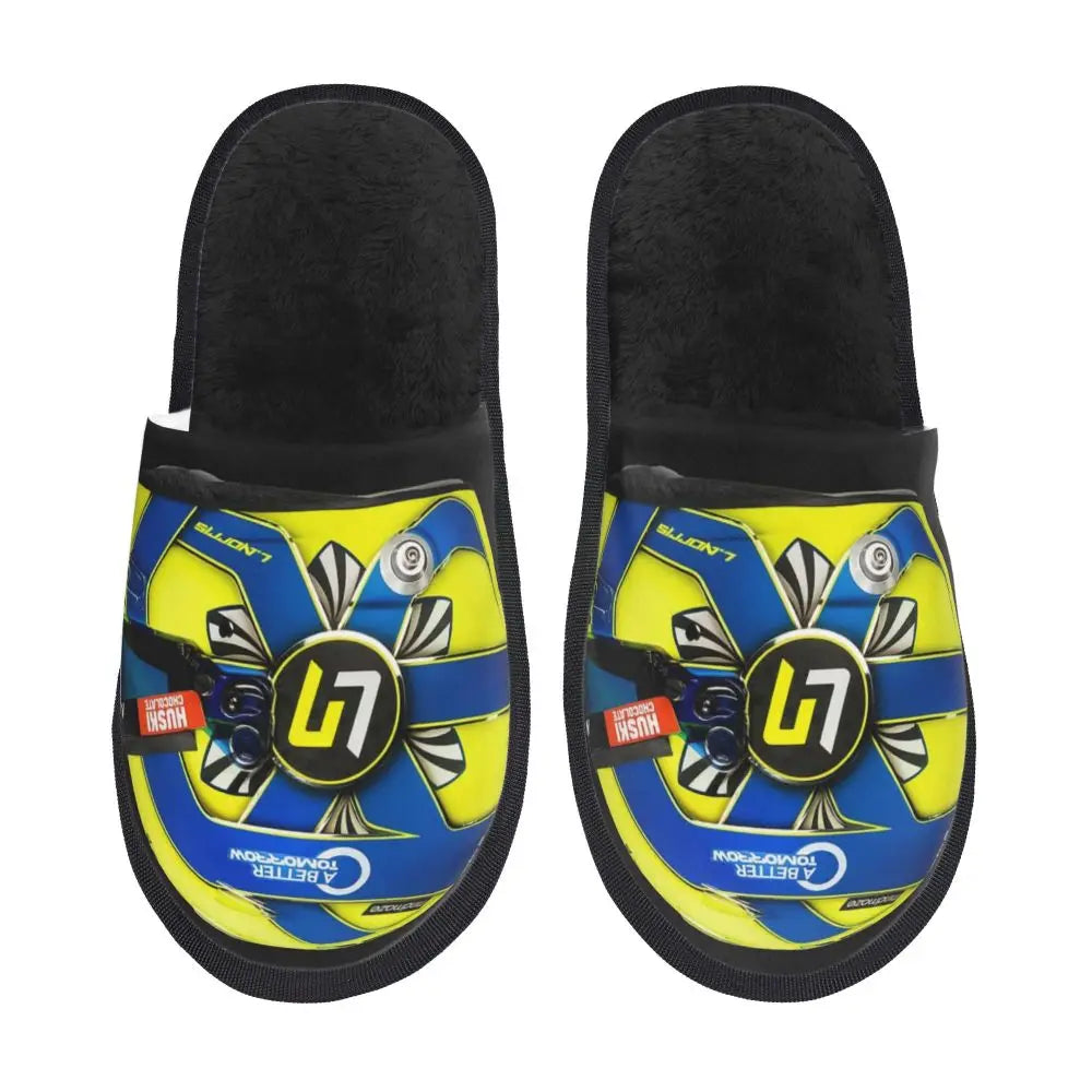 Custom British Lando Norris Racing Driver Guest Slippers for Spa Women House Slipper