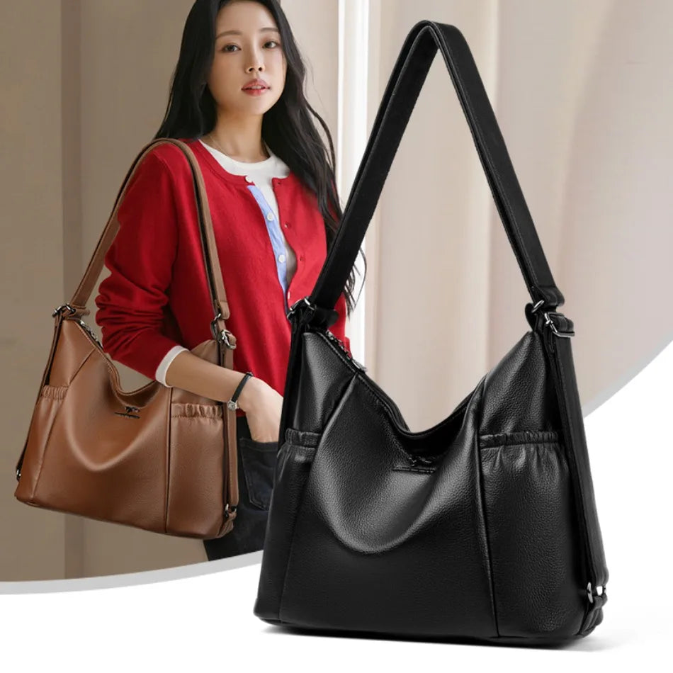 High Quality Soft Pu Leather Shoulder Bags for Women Women Bags Luxury Designer Multifunction Travel BackPack Commuter Handbags