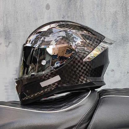 ORZ Carbon Fiber Motorcycle Helmet Four Seasons Full Face DOT Approved Unisex