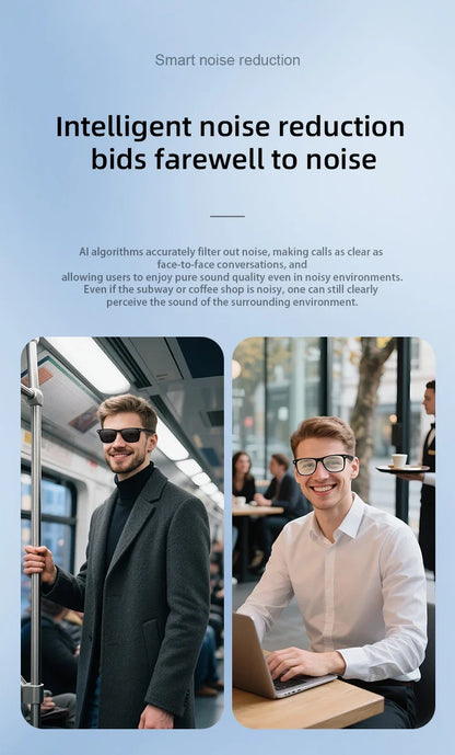 2025 AI Translation Smart Glasses  Bluetooth Call Headphones UV Protective Lenses Connected Bezel Outdoor Sports Sunglasses
