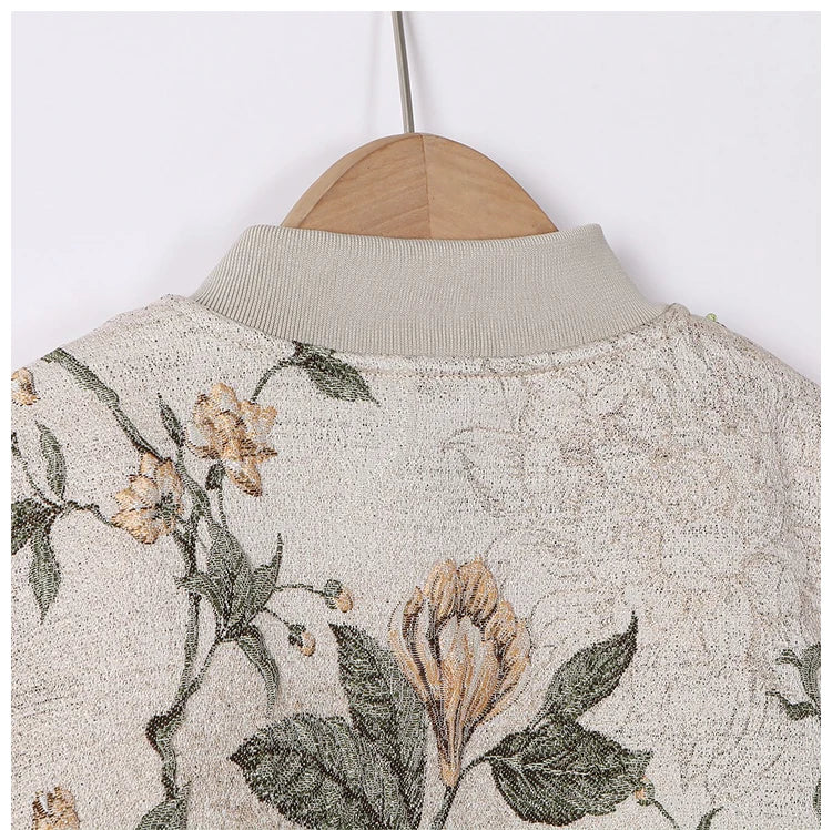 Luxury Beaded Embroidered Jacquard Bomber Jacket Women 2025 New Fashion Casual Chic Baseball Coat Elegant Versatile Outerwear