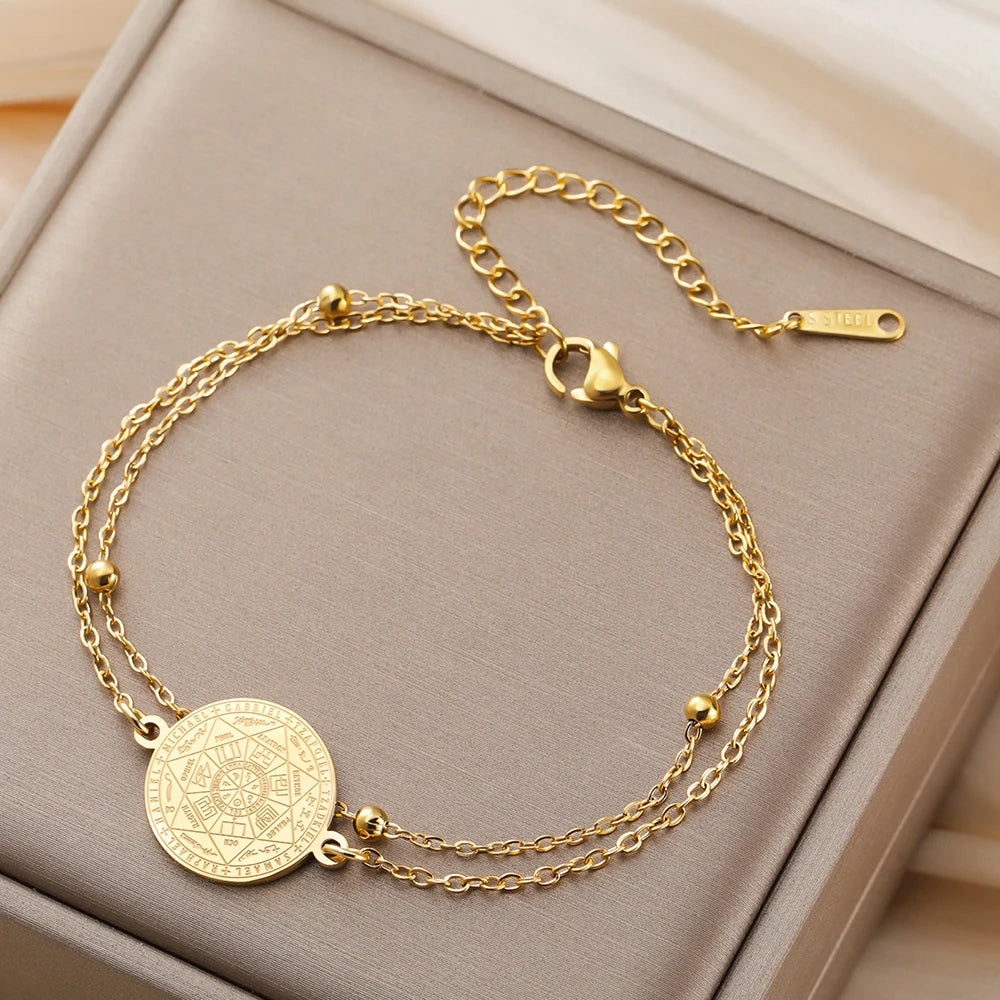 Dawapara Seven Archangels Seal Bracelet Solomon Protection Blessing Amulet Stainless Steel Religious Jewelry