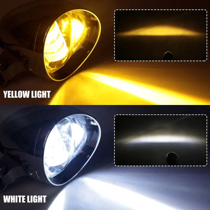 Motorcycle LED Spot Driving Light Dual Color Headlight Auxiliary Spotlight Lamp ATV Scooter Moto Fog Light for Honda Kawasaki