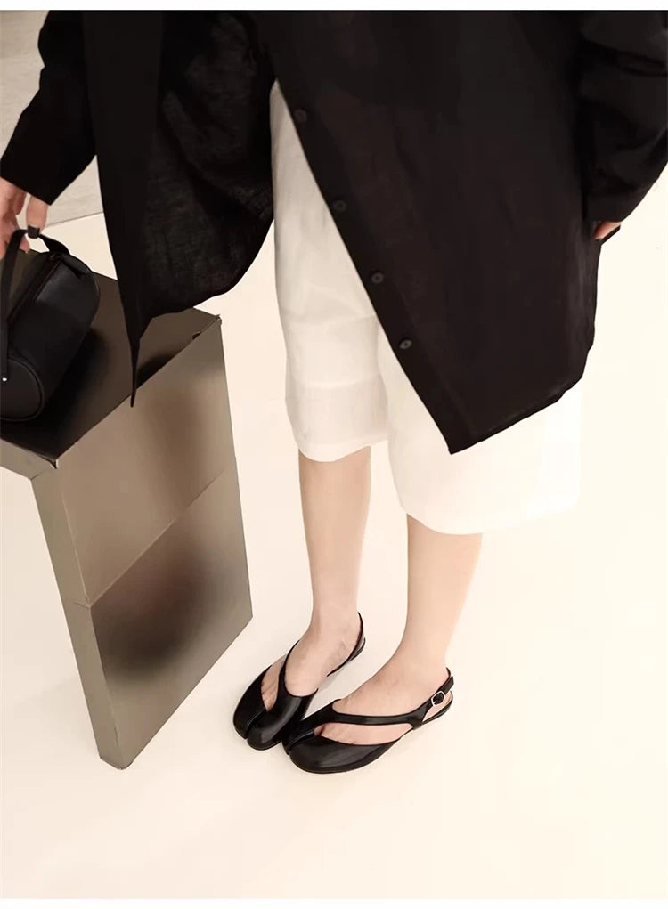 Luxury Tabi Flat Sandals Women Summer Patent Leather Split Toe Slingbacks Ballet Shoes Brand Designer Banquet Wedding Sandalias