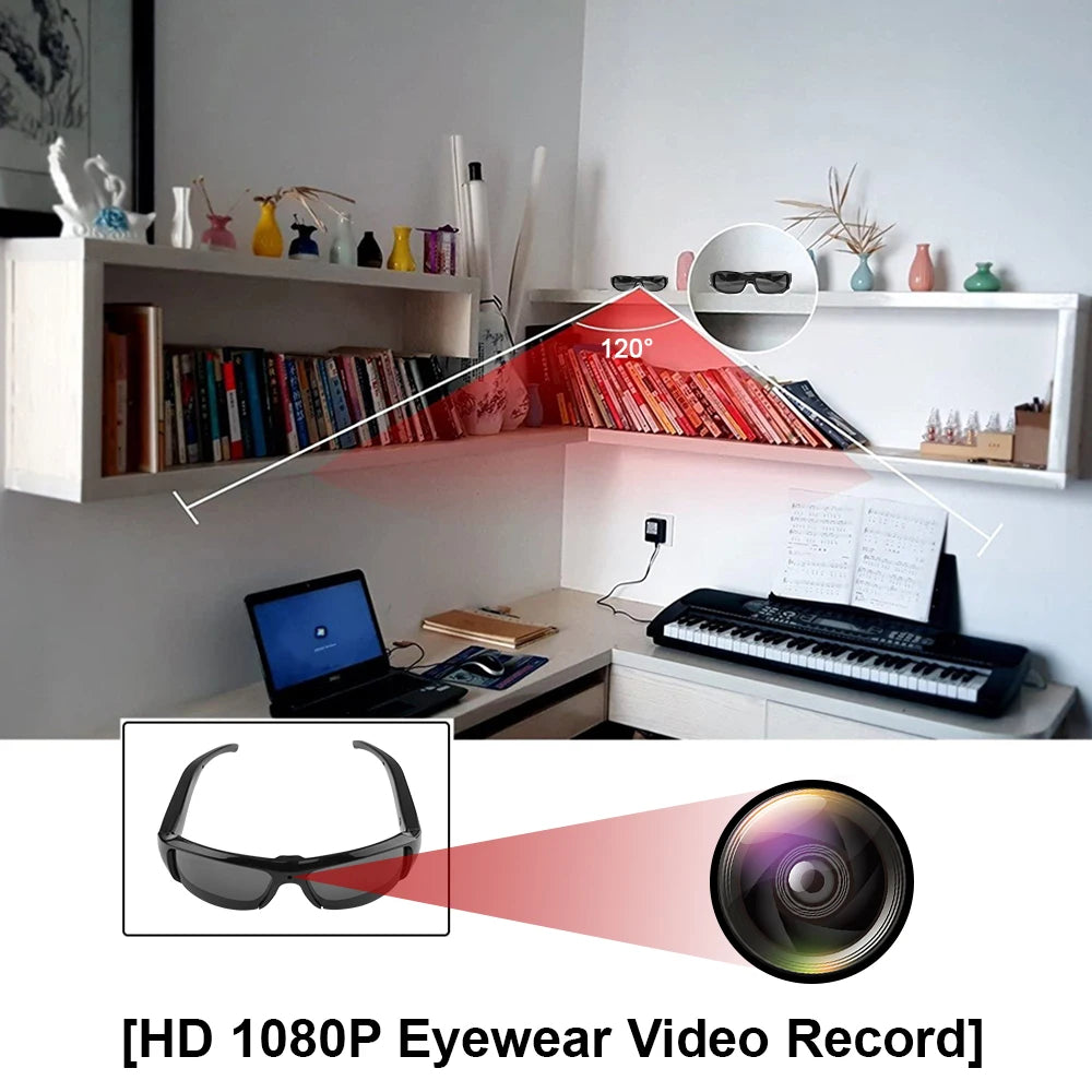 HD 1080P Mini Glasses Camera Video Recorder Wearable Sunglasses Camera Portable Outdoor Sports DV DVR Surveillance Camcorder