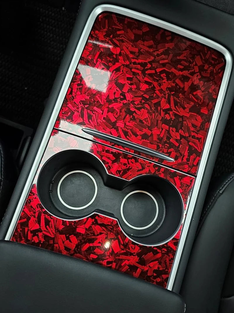 Premium PET High Gloss Red Forged Carbon Fiber Vinyl Wrap Film Roll Air Release Self Adhesive Decal Sticker Car Wrapping Foil